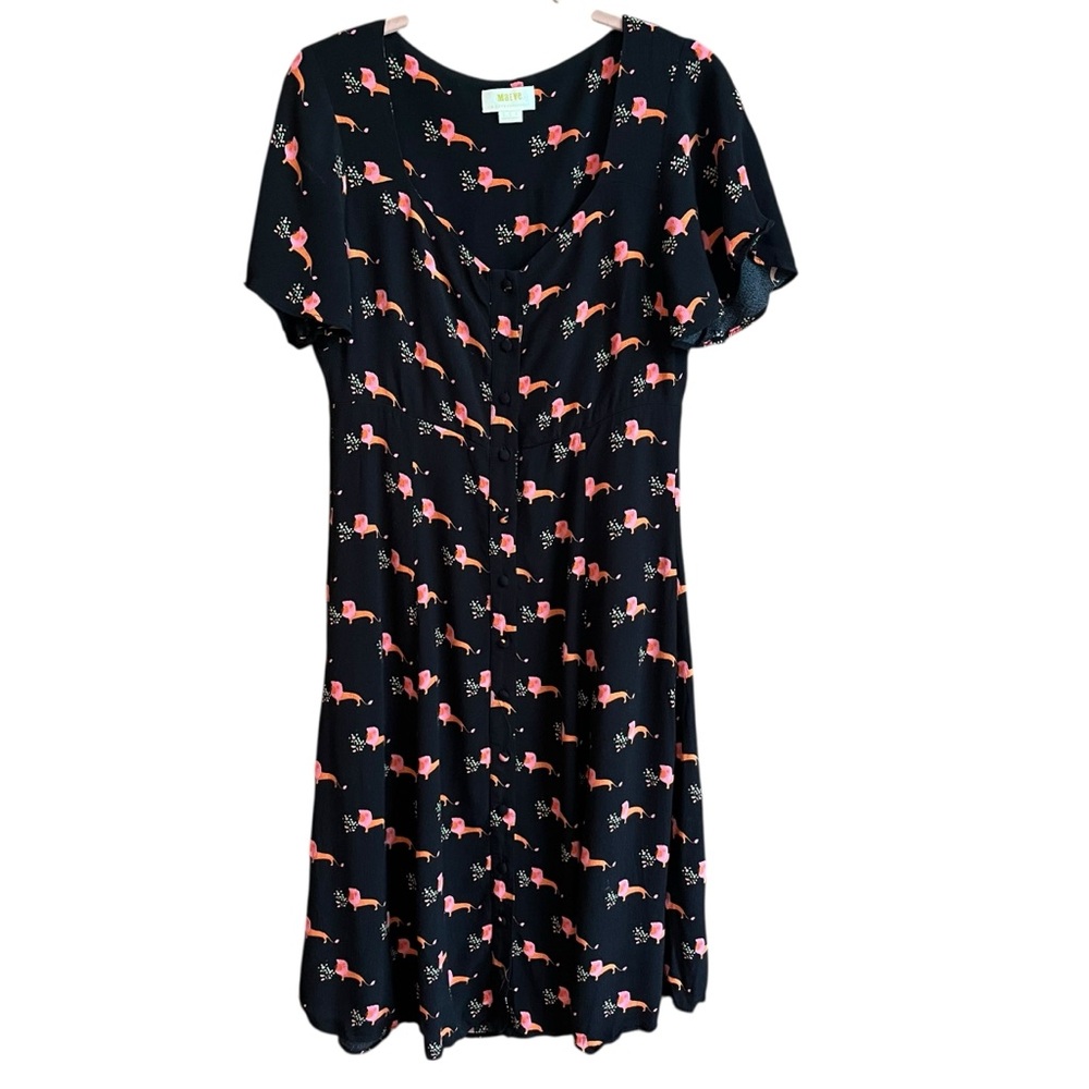 Maeve Anthropologie Praslin Lion Print Dress Button Front